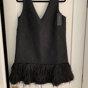 BCBG Jamysen Feather Dress in Black, Size 10, NEW
